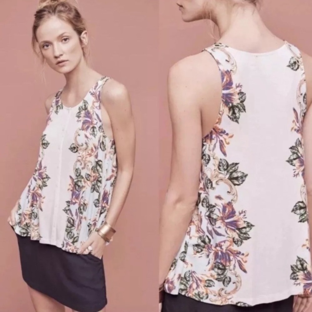 Anthropologie Akemi & Kin Floral Tank Top size s buttons front‎ swing summer